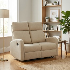Vista ambientata Divano reclinabile manuale 2 posti colore "beige" modello Eureka Totò Piccinni