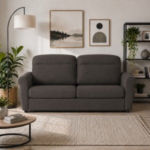 Vista ambientata Divano 3 Posti in Tessuto colore Cenere Sfoderabile made in italy modello Luna Totò Piccinni