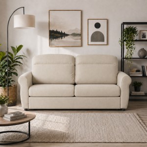 Vista ambientata Divano 3 Posti in Tessuto colore Beige Sfoderabile made in italy modello Luna Totò Piccinni