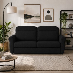 Vista ambientata Divano 3 Posti in Tessuto colore Antracite Sfoderabile made in italy modello Luna Totò Piccinni