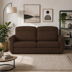 Vista ambientata Divano 3 Posti in Tessuto colore Marrone Sfoderabile made in italy modello Luna Totò Piccinni