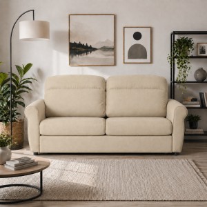 Vista ambientata Divano 3 Posti in Tessuto colore Camel Sfoderabile made in italy modello Luna Totò Piccinni