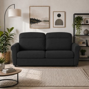 Vista ambientata Divano 3 Posti in Tessuto colore Dark Grey Sfoderabile made in italy modello Luna Totò Piccinni