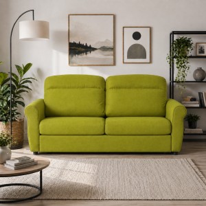 Vista ambientata Divano 3 Posti in Tessuto colore Verde Mela Sfoderabile made in italy modello Luna Totò Piccinni