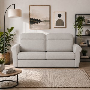 Vista ambientata Divano 3 Posti in Tessuto colore Light Grey Sfoderabile made in italy modello Luna Totò Piccinni