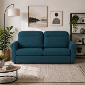 Vista ambientata Divano 3 Posti in Tessuto colore Marrone Sfoderabile made in italy modello Luna Totò Piccinni