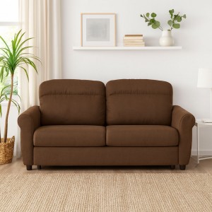 Vista ambientata Divano 3 Posti in Tessuto colore Marrone Sfoderabile made in italy modello Luna Totò Piccinni