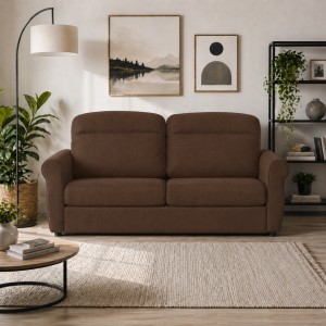 Vista ambientata Divano 3 Posti in Tessuto colore Marrone Sfoderabile made in italy modello Luna Totò Piccinni