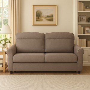 Vista ambientata Divano 3 Posti in Tessuto colore Tortora Sfoderabile made in italy modello Luna Totò Piccinni