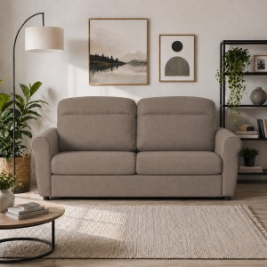 Vista ambientata Divano 3 Posti in Tessuto colore Tortora Sfoderabile made in italy modello Luna Totò Piccinni