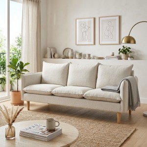 Vista ambientata Divano 3 Posti  in Tessuto colore Beige imbottita modello Dario Totò Piccinni