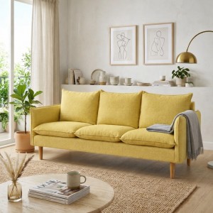 Vista ambientata Divano 3 Posti  in Tessuto colore Giallo imbottita modello Dario Totò Piccinni