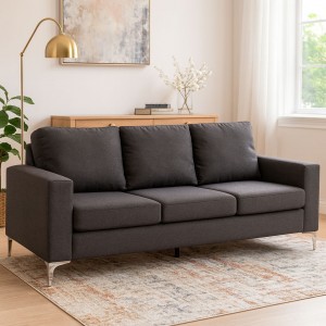 Vista ambientata Divano 3 Posti in Tessuto colore Antracite con piedini in metallo modello Cube Totò Piccinni