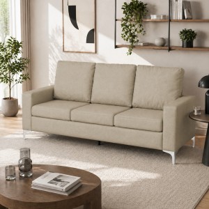 Vista ambientata Divano 3 Posti in Tessuto colore Beige con piedini in metallo modello Cube Totò Piccinni