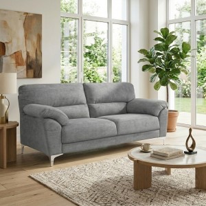 Vista ambientata Divano 3 Posti in tessuto imbottito colore Grigio con braccioli e piedini in metallo modello Giada Totò Piccinni