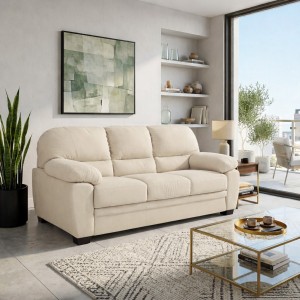 Vista ambientata Divano 3 Posti in Tessuto colore Beige con braccioli modello Sarah Totò Piccinni