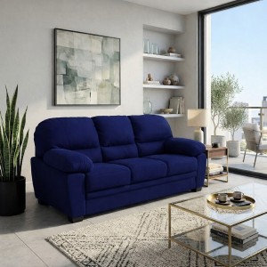 Vista ambientata Divano 3 Posti in Tessuto colore Blu con braccioli modello Sarah Totò Piccinni