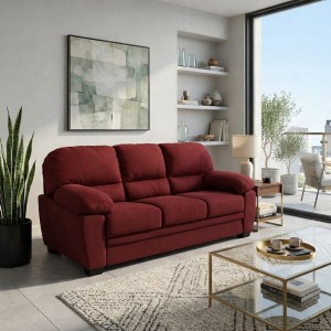 Vista ambientata Divano 3 Posti in Tessuto colore Bordeaux con braccioli modello Sarah Totò Piccinni