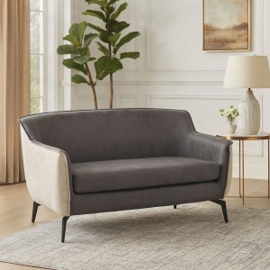 Vista ambientata Divano in Similpelle imbottito colore "Bianco/Grigio" modello Elsa Totò Piccinni