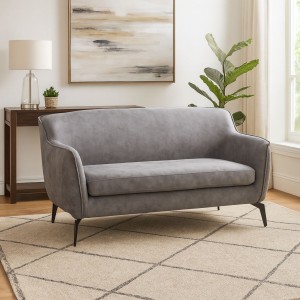 Vista ambientata Divano in Similpelle imbottito colore Grigio modello Elsa Totò Piccinni