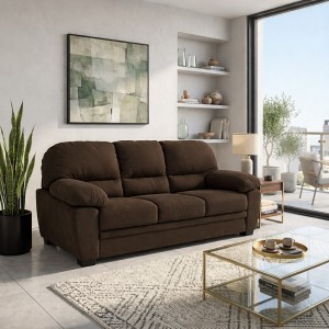 Vista ambientata Divano 3 Posti in Tessuto colore Marrone con braccioli modello Sarah Totò Piccinni