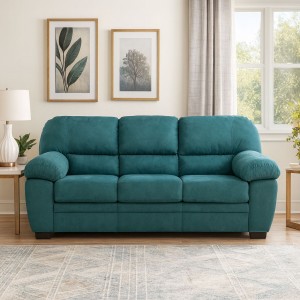 Vista ambientata Divano 3 Posti in Tessuto colore Turchese con braccioli modello Sarah Totò Piccinni