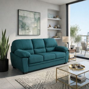 Vista ambientata Divano 3 Posti in Tessuto colore Turchese con braccioli modello Sarah Totò Piccinni