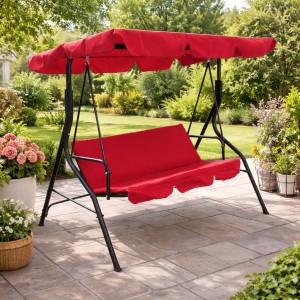 Vista ambientata Dondolo da giardino 3 Posti in metallo colore Rosso modello Sorrento Totò Piccinni