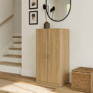 Vista ambientata Scarpiera a mobiletto 2 ante e 6 ripiani porta scarpe in legno colore Frassino Totò Piccinni