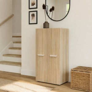 Vista ambientata Scarpiera a mobiletto in legno colore Sonoma 2 ante e 6 ripiani modello London Totò Piccinni