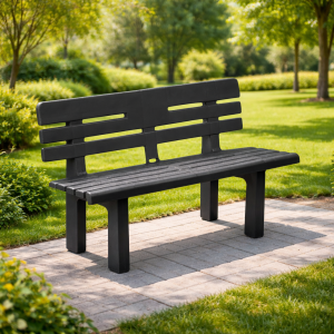 Vista ambientata Panchina in Polipropilene colore Antracite modello Genziana Totò Piccinni