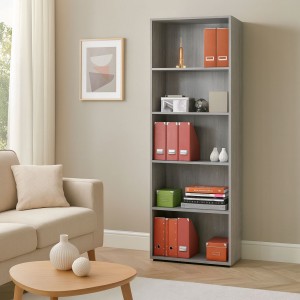 Vista ambientata Libreria in Legno colore Cemento 5 vani Totò Piccinni