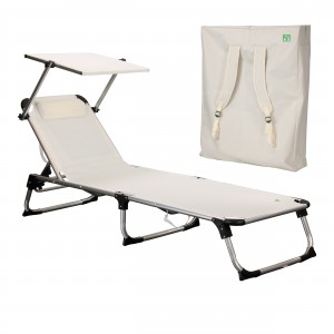 Lettino pieghevole in Alluminio colore Bianco con Borsa zaino, tettuccio e cuscino modello Kamp Totò Piccinni