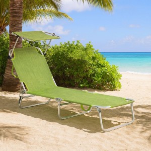 Vista ambientata Lettino alluminio pieghevole prendi sole con tettuccio regolabile, Colore Verde - Vieste Totò Piccinni