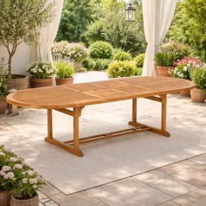 Vista ambientata Tavolo allungabile in legno di Eucalipto modello Texas Totò Piccinni