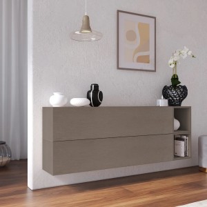 Vista ambientata Madia sospesa reversibile in legno con 2 ante e 2 vani 166x58h colore "bronzo" modello Modula Totò Piccinni