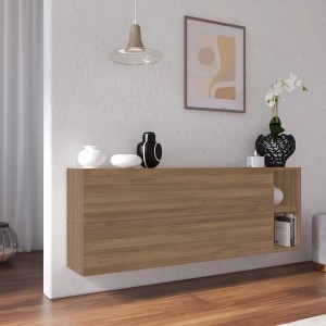 Vista ambientata Madia sospesa reversibile in legno con 2 ante e 2 vani 166x58h colore "rovere mercure" modello Modula Totò Piccinni