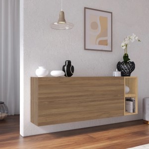 Vista ambientata Madia sospesa reversibile in legno con 2 ante e 2 vani 166x58h colore "rovere mercure - rovere cadiz" modello Modula Totò Piccinni
