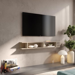 Vista ambientata Mensola reversibile in legno con vani a giorno colore argilla modello Modula Totò Piccinni