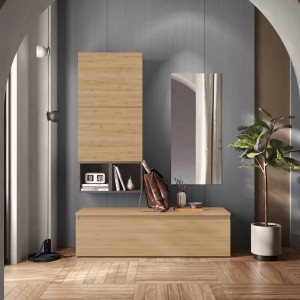 Vista ambientata Mobile ingresso in legno 138x185h colore "rovere cadiz - bronzo" modello Modula Totò Piccinni