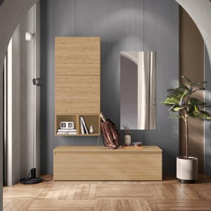 Vista ambientata Mobile ingresso in legno 138x185h colore "rovere cadiz" modello Modula Totò Piccinni