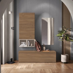 Vista ambientata Mobile ingresso in legno 138x185h colore "rovere mercure - cashmere" modello Modula Totò Piccinni