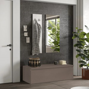 Vista ambientata Mobile ingresso in legno 138x165h colore "bronzo - bianco" modello Modula Totò Piccinni