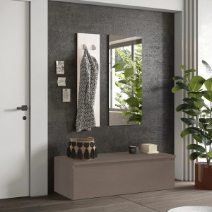 Vista ambientata Mobile ingresso in legno 138x165h colore "bronzo - cashmere" modello Modula Totò Piccinni