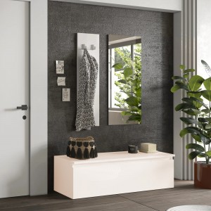 Vista ambientata Mobile ingresso in legno 138x165h colore "cashmere - bianco" modello Modula Totò Piccinni