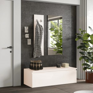 Vista ambientata Mobile ingresso in legno 138x165h colore "cashmere" modello Modula Totò Piccinni