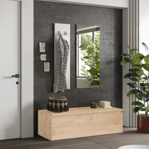 Vista ambientata Mobile ingresso in legno 138x165h colore "rovere cadiz - bianco" modello Modula Totò Piccinni