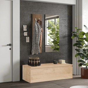 Vista ambientata Mobile ingresso in legno 138x165h colore "rovere cadiz - rovere mercure" modello Modula Totò Piccinni