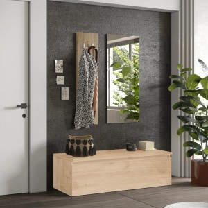 Vista ambientata Mobile ingresso in legno 138x165h colore "rovere cadiz" modello Modula Totò Piccinni