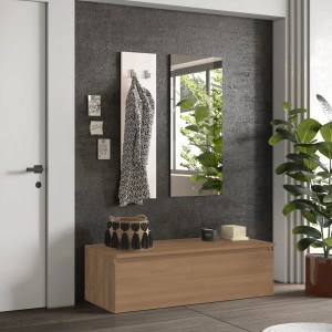 Vista ambientata Mobile ingresso in legno 138x165h colore "rovere mercure - cashmere" modello Modula Totò Piccinni